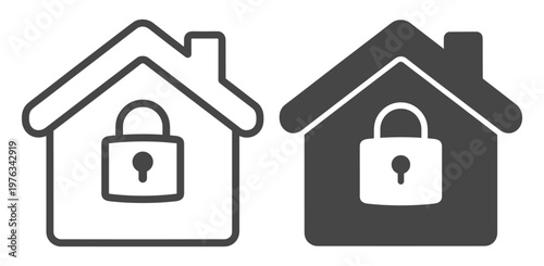 Lock security icon line guard house filled privacy minimalist safe