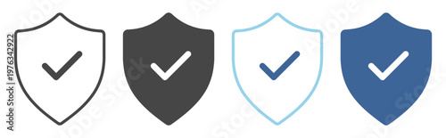 Shield security icon check trust defense verification approval confirmation badge