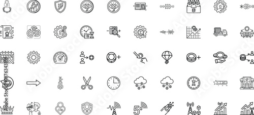 Telecommunications and intellectual property line icons for modern technology