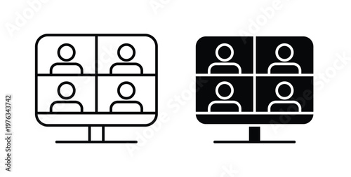 Video chat icon vector illustration logo design in clipart and strokes