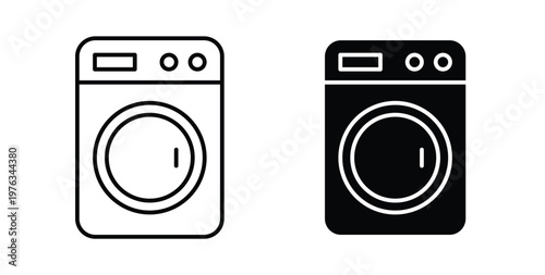Washing machine icon vector illustration logo design in clipart and strokes