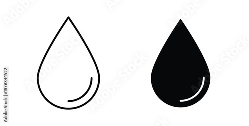 Water drop shape icon vector illustration logo design in clipart and strokes