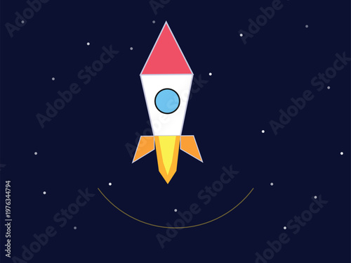 Rocket in the Cosmic Canvas: A stylized rocket, blazing a trail through the starry expanse, embodies exploration and the boundless potential of reaching new heights.