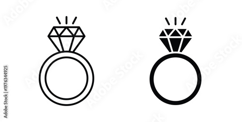 Wedding ring icon vector illustration logo design in clipart and strokes