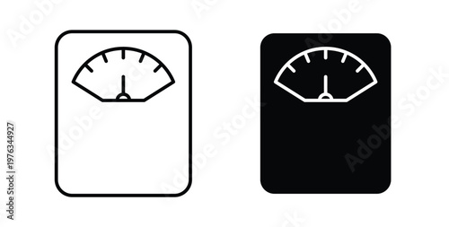 Weight scale icon vector illustration logo design in clipart and strokes