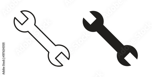 Wrench icon vector illustration logo design in clipart and strokes