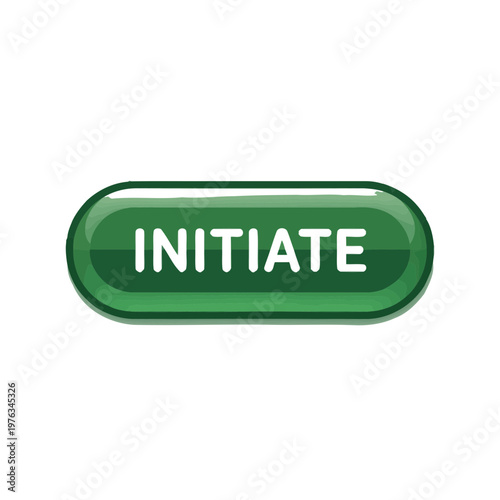 A green button with the word INITIATE in white text, representing a call to action or a starting point for a process or journey.