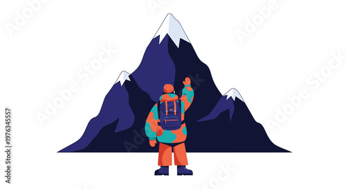 Hiker icon, mountain climber vector, adventure symbol, outdoor illustration