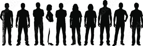 Human figures silhouette representing athletes or sports participants in standing poses. 