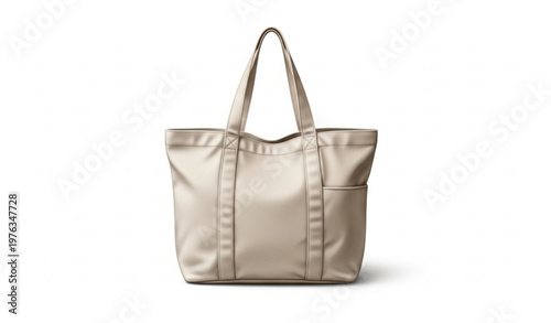 Beige Tote Bag with Handles Blank Canvas Realistic Vector Illustration