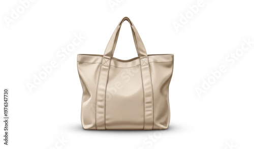 Beige Tote Bag with Handles Blank Canvas Realistic Vector Illustration