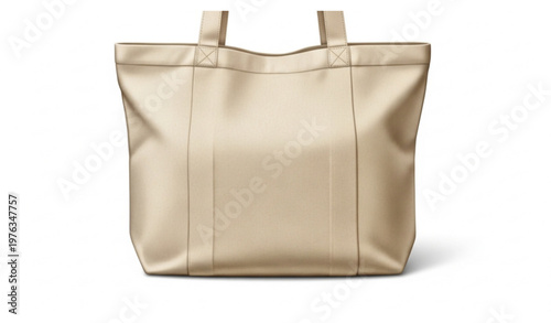 Beige Tote Bag with Handles Blank Canvas Realistic Vector Illustration
