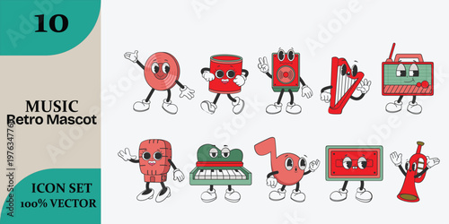 Whimsical illustration of animated food items representing musical instruments and concepts vibrant and playful design