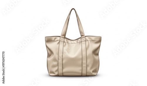 Beige Tote Bag with Handles Blank Canvas Realistic Vector Illustration