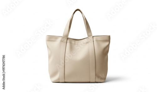 Beige Tote Bag with Handles Blank Canvas Realistic Vector Illustration