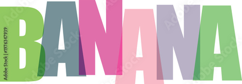 Multicolored Banana Word Art white background