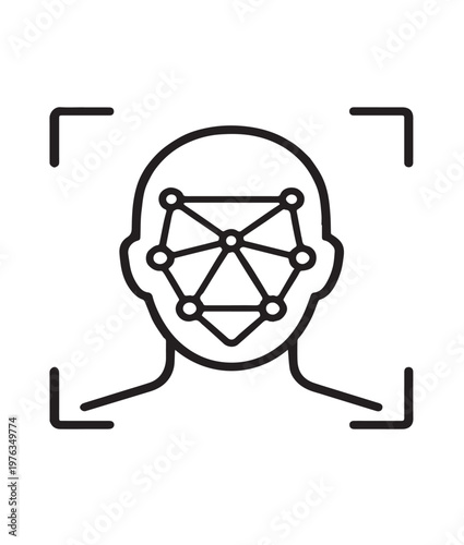 Minimal facial recognition icon biometric face scan ai detection line design