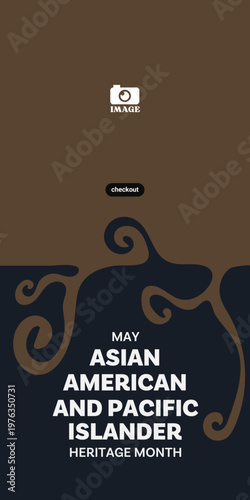 Asian American and Pacific Islander Heritage Month. Vertical Banner design with floral illustration