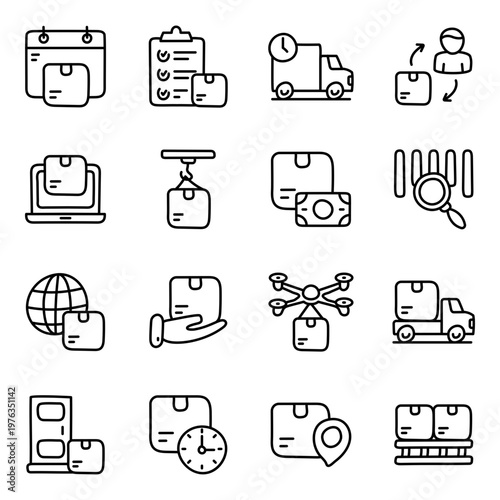 Set of Logistic Linear Icons