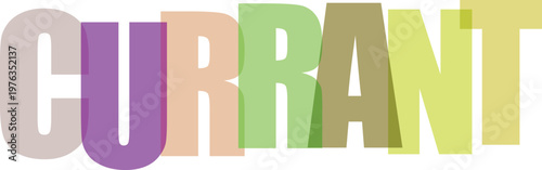 Multicolored Currant Word Logo Isolated on White Background