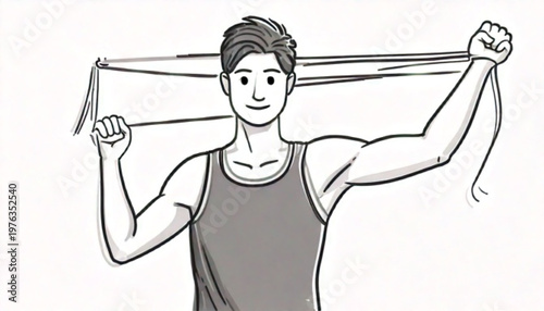 Man stretching with a towel for physical therapy.