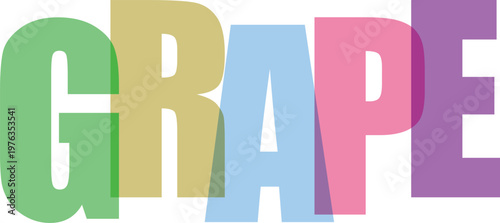 Multicolored Grape Word Text white background