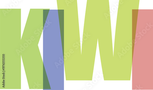 Colorful KIWI Letters in Bold Font white background