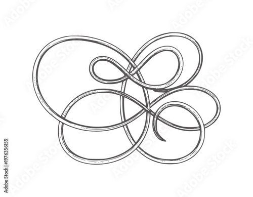 Dark grey swirling knot pattern white abstract black calligraphy chaos clutter