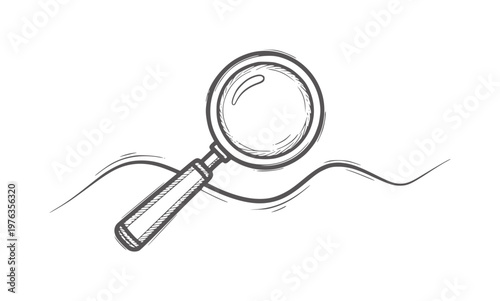 Of a magnifying glass examining wavy lines examination