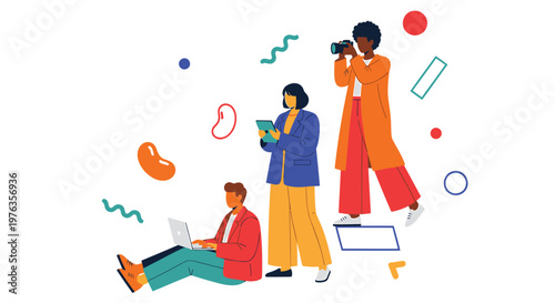 People, teamwork, collaboration, business, colorful vector illustration