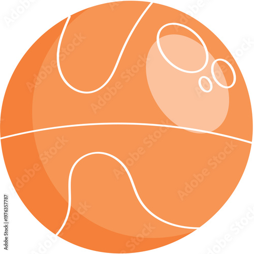 Flat style basketball ballicon kawaii vector illustration
