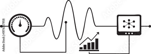 Data signal processing and analytics flow with processing analytics waveform