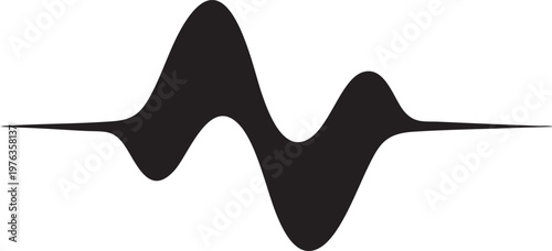 Continuous black audio waveform signal with waveform frequency visualization