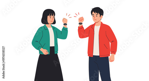 Vector illustration of two people, business handshake, partnership, agreement, teamwork