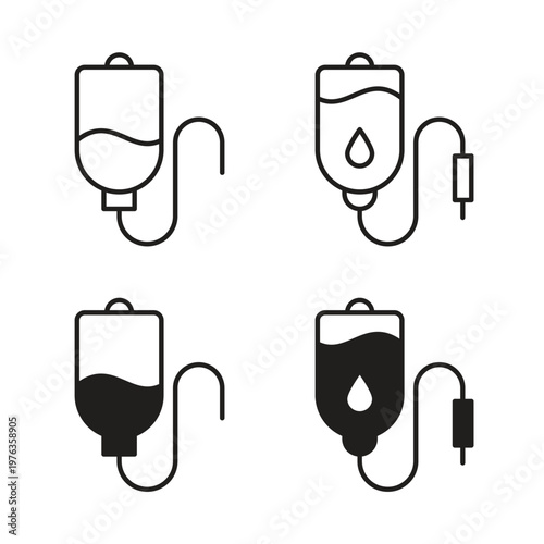 Blood transfusion icon in line and glyph style. Flat and stroke icons