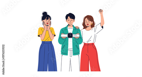 Diverse people icons, colorful flat illustration, young adults, emotive expressions, vector graphics