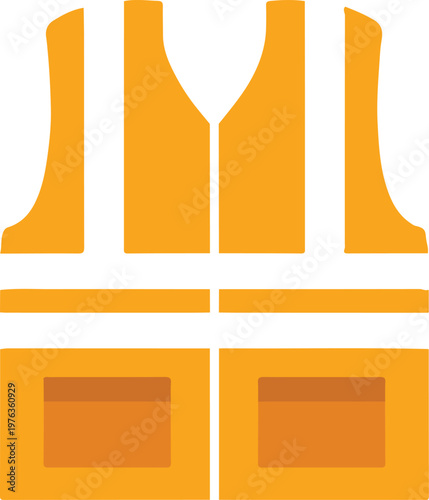 High Visibility Orange Safety Vest Vector Icon for Construction and Industrial Work