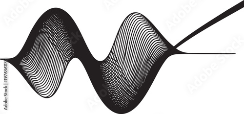 Abstract rhythmic wave design of overlapping lines with abstract, monochrome