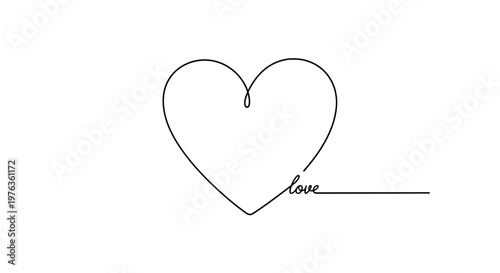 Simple heart line art with love.