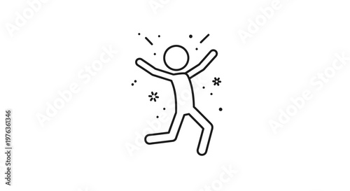A stick figure dancing with joy.