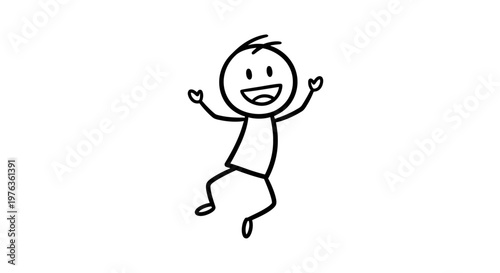 A stick figure jumping with joy.