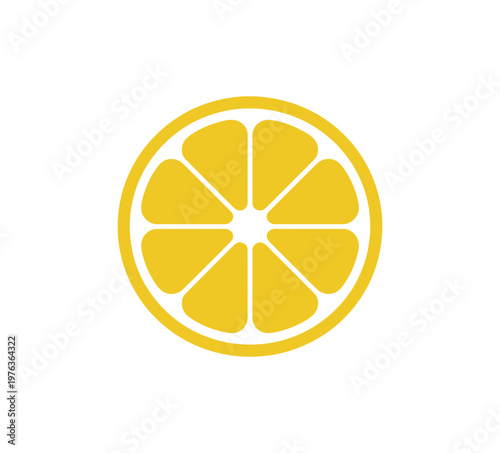 A vibrant yellow lemon slice icon in a modern flat design style