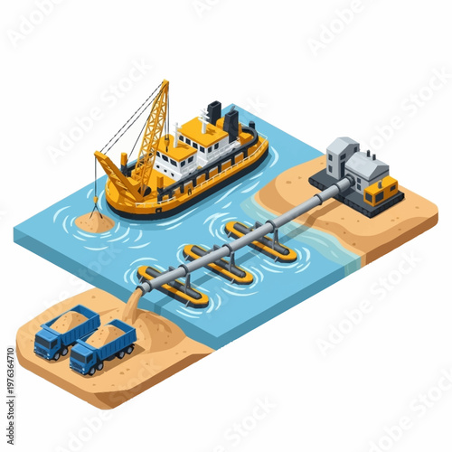 Isometric offshore oil rig platform.