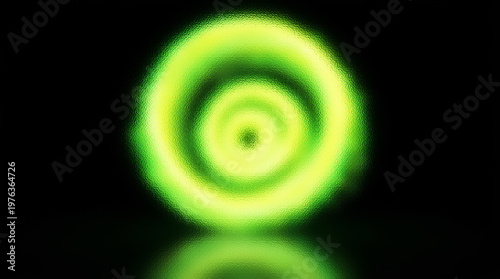 Bild auf Leinwand Neon green glowing circle on black background, abstract luminous ring with soft