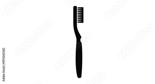A black toothbrush depicted in a simple graphic silhouette
