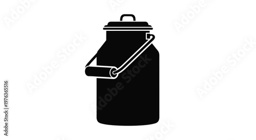 A black silhouette of a classic milk can with a handle silhouette