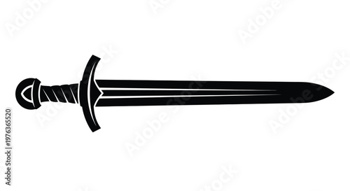 A black silhouette of a medieval sword sharply defined silhouette