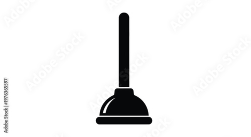 Black silhouette of a plunger against a white background silhouette