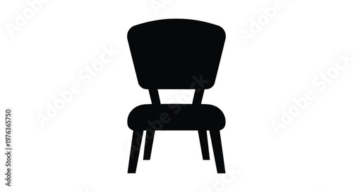 Black chair with a curved backrest and four legs a silhouette