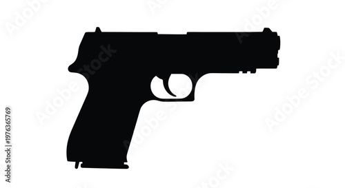 Fotografía Black handgun displayed in profile a stark silhouette